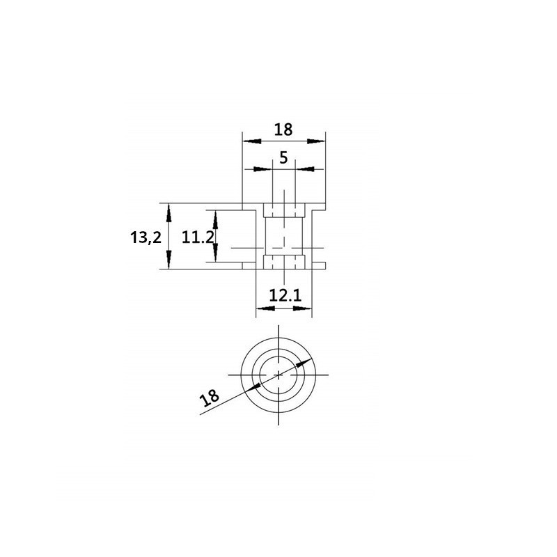 Smooth idler 10mm belt - 20 tooth equivalent - 5mm ID