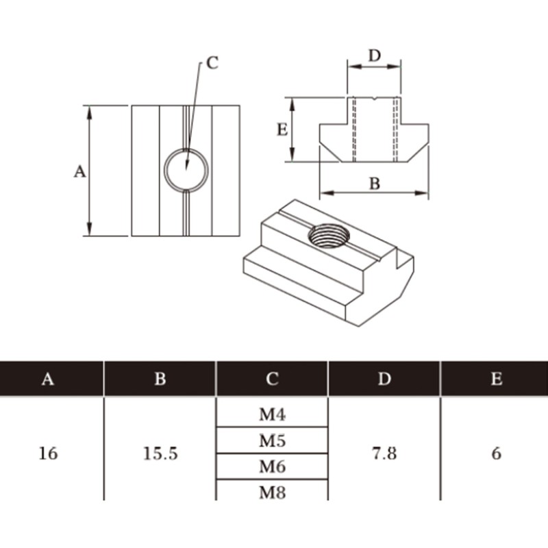 Nakrętka wpustowa M5 rowek 8mm - 20 szt.