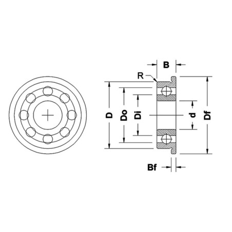 Łożysko kołnierzowe F688-RS 8x18x5mm