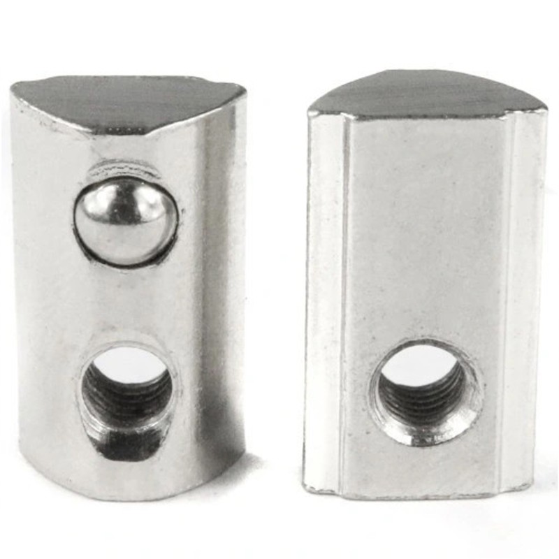 M4 Roll-In T-nut with ball spring for 6mm groove - 10 pcs.