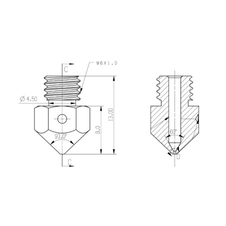Remake3D MK8 nozzle 0,8 mm 1,75 mm