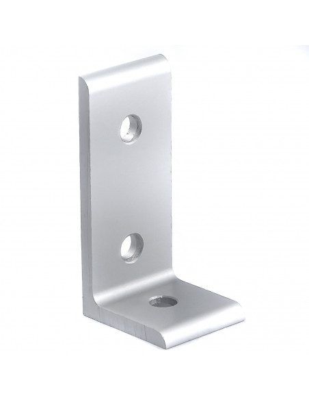 Flat aluminum corner bracket 90° - 60x30x26mm - silver