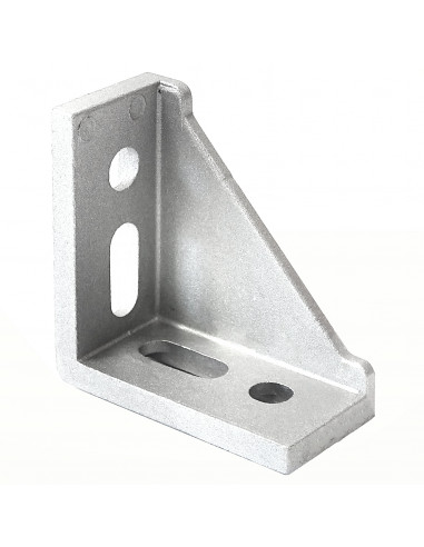 4 Hole Inside Corner Bracket with single support - 60x60x30mm - silver