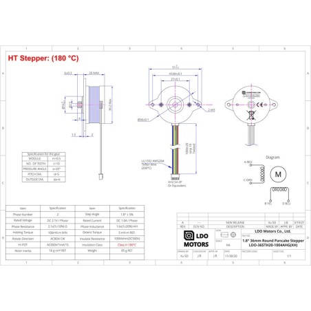 Stepper motor LDO-36STH20-1004AHG (XH)