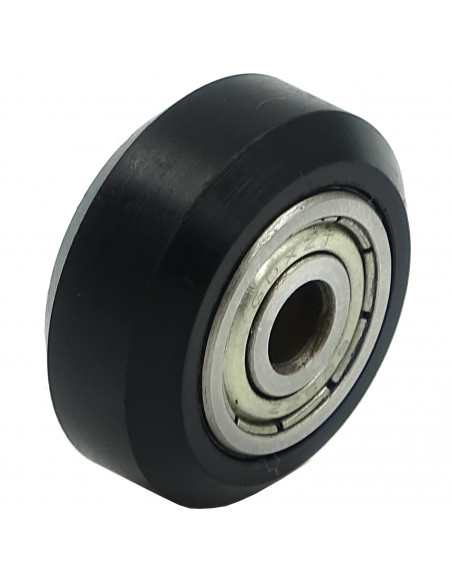 Solid V-guide wheel roller - black