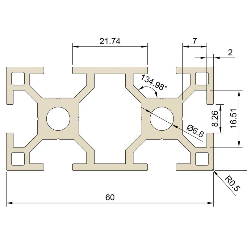 Aluminium profile ALTRAX 3060 T-SLOT 50cm - silver